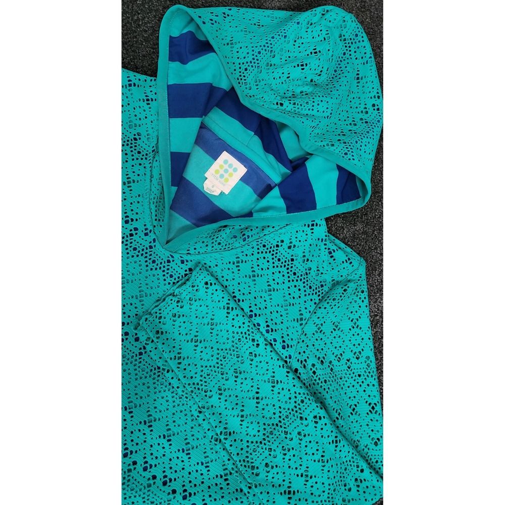 Title Nine Cover-Up Hoodie Beach Swim Pool Resort‎ Green Crochet Small EUC